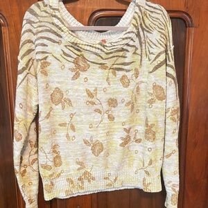 Pilcro Floral Sweater from Anthropologie - Cream and Brown
